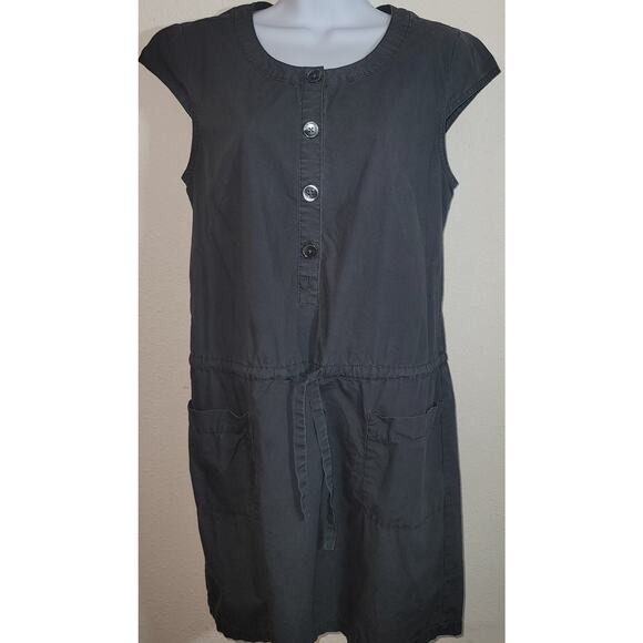 J. Crew Charcoal Mini A-Line Dress Small Front Pockets Cap Short Sleeves - Picture 1 of 6